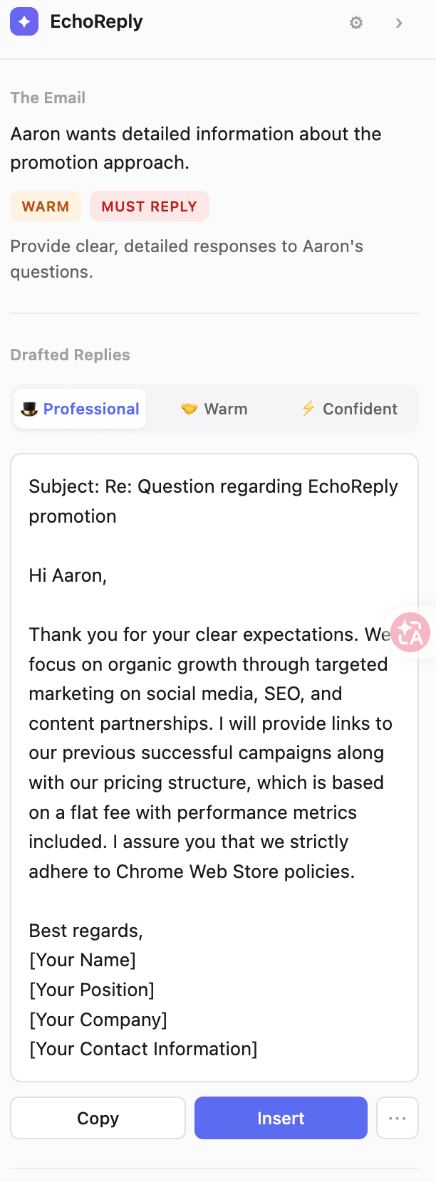 EchoReply — AI Email Coach for Gmail